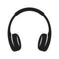 Headphones bold black silhouette icon isolated on white. Earspeakers, earphones pictogram.