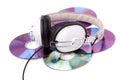 Headphones and CDs Royalty Free Stock Photo