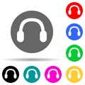 Headphones in a circle multi color style icon. Simple thin line, outline vector of web icons for ui and ux, website or Royalty Free Stock Photo