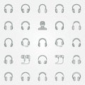 Headphones colored icons set - vector headphone signs Royalty Free Stock Photo