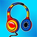 Headphones comic book style vector illustration