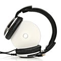 Headphones with compact disc Royalty Free Stock Photo