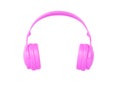 Headphones 3d render icon - pink music gadget, dj earphone and realistic sound device. Wireless audio accessory Royalty Free Stock Photo