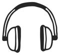 Headphones doodle. Earphones icon. Audio listening device