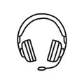 Headphones doodle icon, vector illustration