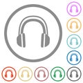 Headphones flat icons with outlines Royalty Free Stock Photo