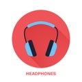 Headphones flat style icon. Wireless technology, audio computer device sign. Vector illustration of communication