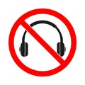 Headphones forbidden vector sign isolated