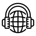 Headphones global language icon, outline style