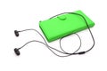 Headphones with green mobile phone