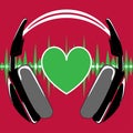 Fun headphones, heart, pulse Royalty Free Stock Photo