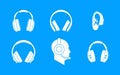 Headphones icon blue set vector Royalty Free Stock Photo