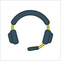 Headphones icon. Headphones in flat style on white background. Flat headphones. Music logo. Vector icon Royalty Free Stock Photo