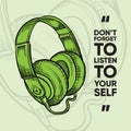 Headphones illustration, detail style vector