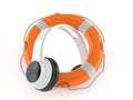 Headphones inside life buoy