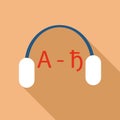 Headphones for language learning icon, flat style Royalty Free Stock Photo