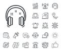 Headphones line icon. Music sign. Place location, technology and smart speaker. Vector