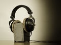 Headphones loudspeaker white background Royalty Free Stock Photo