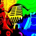 Headphones Mic And Speakers Shows Music Recording Or Entertainment Royalty Free Stock Photo