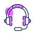 Headphones with microphone. Headset listen to music, realistic concept