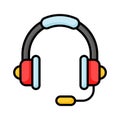 Headphones with microphone. Headset listen to music, realistic concept