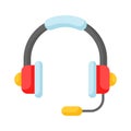 Headphones with microphone. Headset listen to music, realistic concept