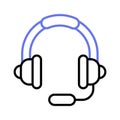 Headphones with microphone. Headset listen to music, realistic concept