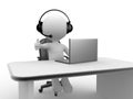 Headphones with Microphone and laptop. Royalty Free Stock Photo