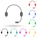 headphones with microphone multi color style icon. Simple glyph, flat vector of finance icons for ui and ux, website or mobile Royalty Free Stock Photo