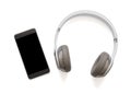 Headphones and mobile phone Royalty Free Stock Photo