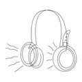 Headphones. Music listening device. Continuous line drawing. Vector illustration