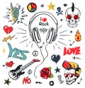 Headphones Music, Musical Patches, Stickers Icons