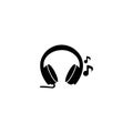 Headphones with music note icon and simple flat symbol for website,mobile,logo,app,UI Royalty Free Stock Photo
