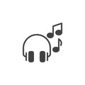 Headphones with music notes vector icon Royalty Free Stock Photo