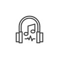 Headphones and musical note outline icon