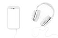 Headphones near Mobile Phone with Blank Touchscreen for Yours De