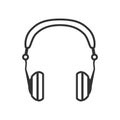 Headphones Outline Flat Icon on White