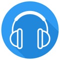 Headphones outline icon, modern minimal flat design style, vector illustration Royalty Free Stock Photo