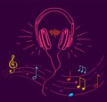 Headphones Performing Loud Sounds Vector Doodles