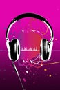 Headphones on pink Royalty Free Stock Photo