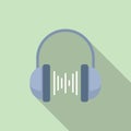 Headphones playlist icon flat vector. Music song