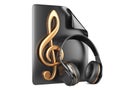 Headphones, playlist and notes Royalty Free Stock Photo