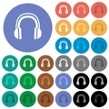 Headphones round flat multi colored icons Royalty Free Stock Photo