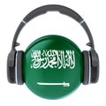 Headphones with Saudi Arabian flag, 3D rendering Royalty Free Stock Photo