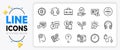 Headphones, Settings and Money currency line icons. For web app. Vector