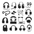 Headphones silhouette vector set. Royalty Free Stock Photo