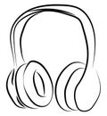 Headphones sketch, illustration, vector