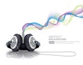 Headphones with sound waves vector stock illustration Royalty Free Stock Photo