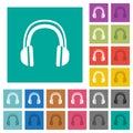 Headphones square flat multi colored icons Royalty Free Stock Photo