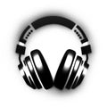 headphones in stencil-art style,black and white Royalty Free Stock Photo